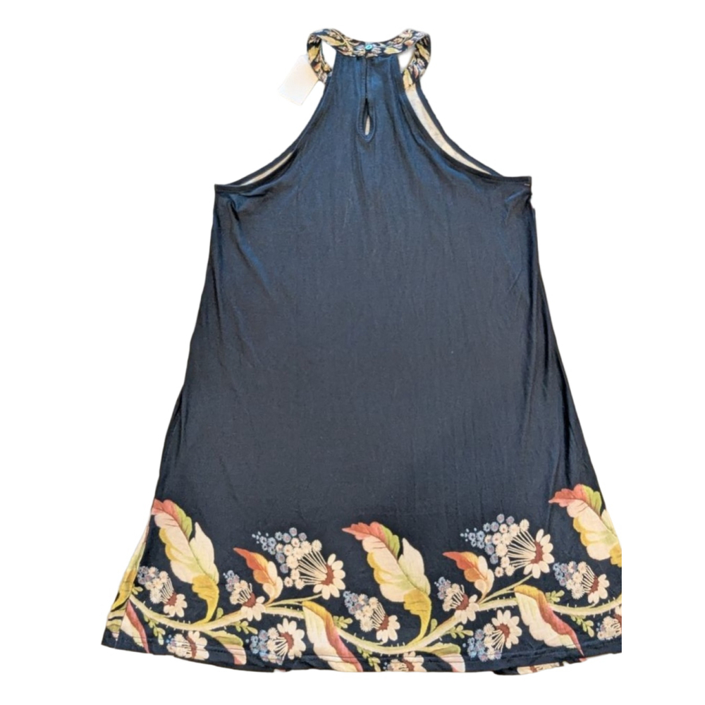 Women's Unbranded Black Floral Halter Neck Aline Dress M - Picture 2 of 11